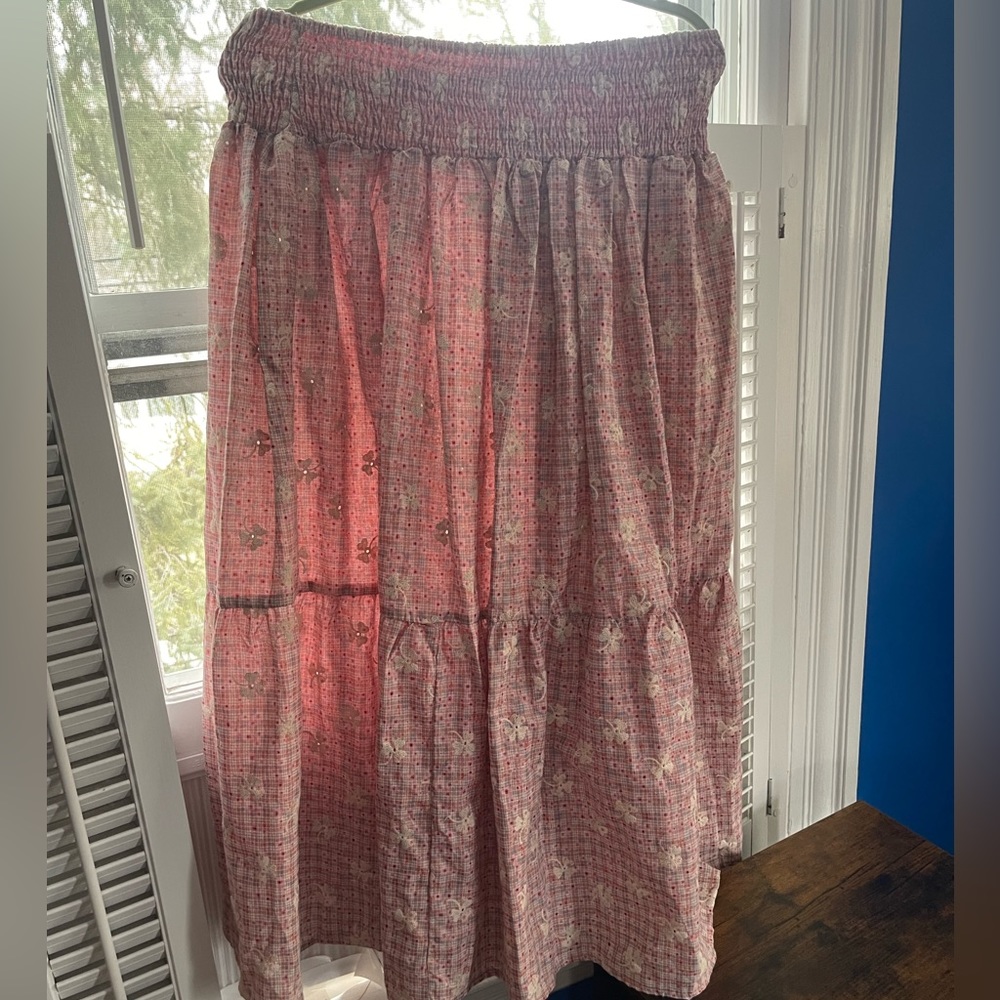 Anthropologie cotton ruffle full lenght skirt
